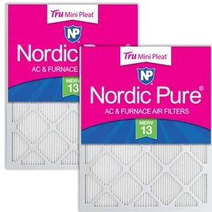 24x24x1 (23_3/8x23_3/8) Nordic Pure Tru Mini Pleat MERV 13 Air Filters 2 Pack - Picture 1 of 7