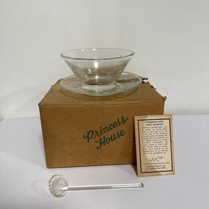 Vintage Princess House Heritage Crystal Bowl Spoon Saucer Set 429 NEW W/ Box - Picture 1 of 18