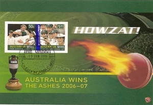 AUSTRALIA 2007 ASHES VICTORY Souvenir Sheet IMPERF FINE USED GABBA Postmark - Picture 1 of 1