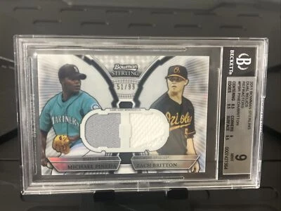 Bowman Sterling 2011 doble reliquia Michael Pineda/Zach Britton 51/99 BGS 9 como nuevo Foto 1 de 3