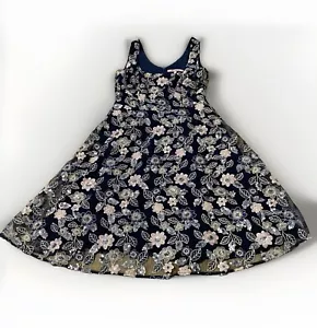 Review Navy Sequinned & Embroidered Floral Evening Dress Size 12 - Picture 1 of 7