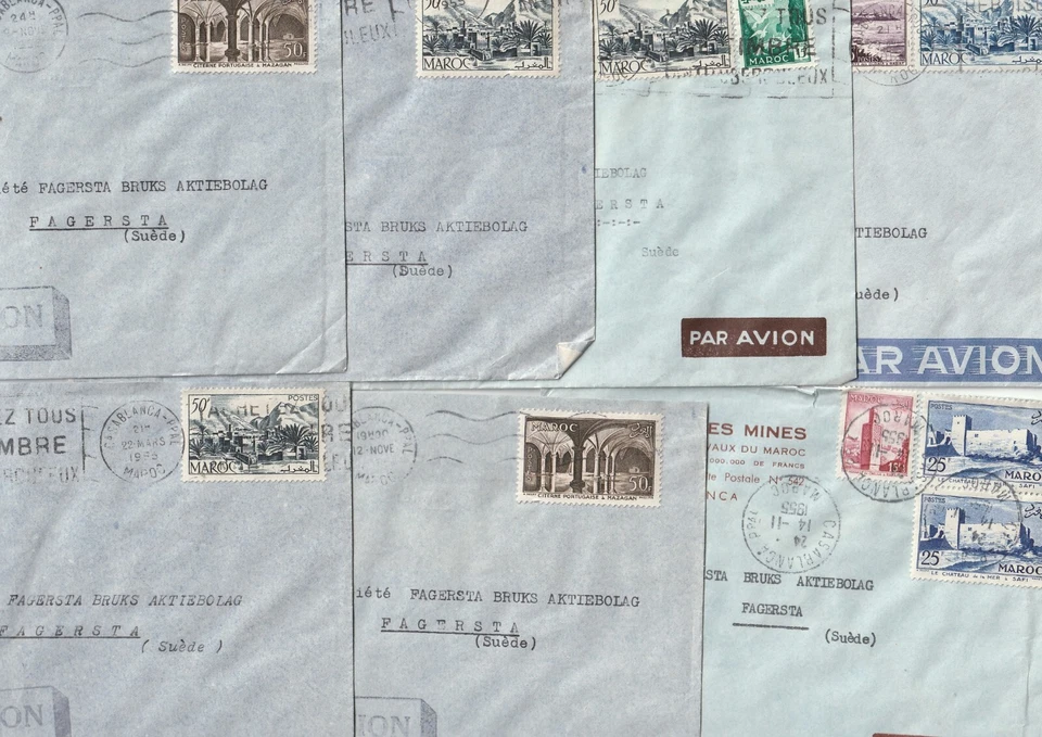 MOROCCO: Lot 7 airmail covers to Sweden 1951-55. - Image 1 of 1
