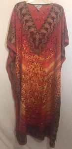 WINLAR One Size Fits Most Vibrant African Caftan 36” Wide/54” Long - Red/Orange - Picture 1 of 9