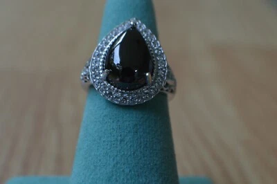 Anillo Elite Shungita/Circón de 3,85 quilates Platino sobre Plata de Ley Talla 7 Foto 1 de 4