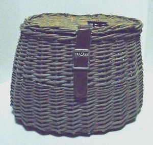 Vintage Angeln Gatter Forelle alte Hütte Fluss See Fisch geflochten Weide Korb LESEN - Bild 1 von 20