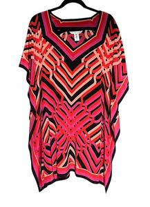 TRINA TURK 100% Silk Caftan Womens XS/S Theodora Dress Coverup Rare Geo Print - Picture 1 of 10