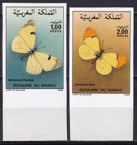 Morocco 1986 Yvert 1017/18 fauna insects butterflies imperforate MNH VF - Imagen 1 de 1
