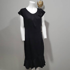 Lindy Bop NWT Body Con Little Black Dress with Ruffle Hem Line & Rosettes Size L