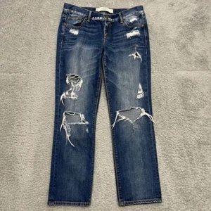 Pantalones de mezclilla para mujer Abercrombie Fitch 4 azul rasgado deshilachado pierna recta informales - Imagen 1 de 14
