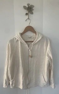 coastal beach rustic earthey embossed soft full zip Nazca 100% cotton hoodie L - Bild 1 von 8