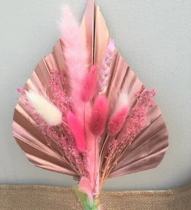 Großer Kupfer/Roségold Palmenspeer rosa Trockenblumen, TORTENAUFSATZ.S2 - Bild 1 von 3