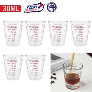 6x Mini Measuring Cup 30ml Liquid Espresso Cocktail Shot Glass Scale Kitchen Bar - Picture 1 of 5