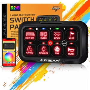 Auxbeam 8 Gang Switch Panel On-Off/Remote Control 12-24V for Truck SUV ATV Boat - Picture 1 of 12