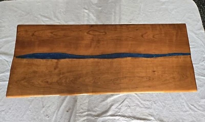 Coffee table , Cherry Wood, New, custom made, epoxy river poured - Image 1 of 4