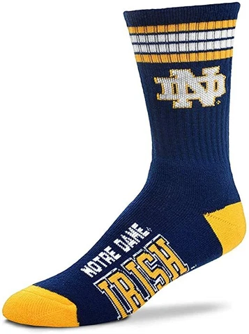 Notre Dame Fighting Irish Navy & Gold 4 Stripe Deuce Crew Socks Cover
