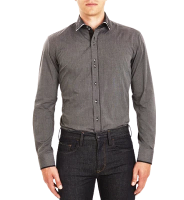 Guide London shirt slim fit double collar charcoal men's sizes S, M - Image 1 of 3