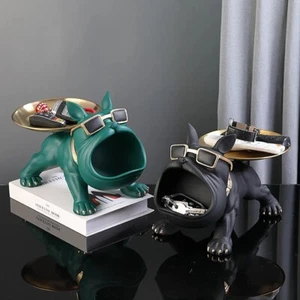 30 cm Bulldogge Figur Skulptur Aufbewahrungsbox - Welpe Statue Harz Kunst Wohndeko - Bild 1 von 14