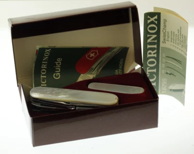 Vintage Victorinox Swiss Army Duo Mother of Pearl SwissChamp ®  Knife Set in Box - Image 1 of 4