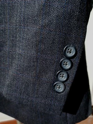 New 48L Pronto Uomo wool Gray Orange Blue Check Tweed Blazer Jacket Sport Coat - Image 1 of 4