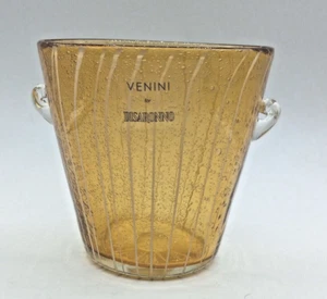 Vtg Amber Glass Venini for Disaronno Decorative Pot with Handles 5.5" Tall - Picture 1 of 8