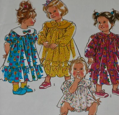 STYLE Pattern 2014 Childs Girls DRESS Ruffles Peter Pan Collar 3 - 36 Months NEW - Image 1 of 4