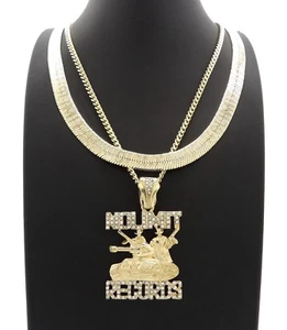NO LIMIT RECORDS 20" HERRINGBONE CHAIN & NO LIMIT RECORDS PIECE 24" CUBAN CHAIN - Bild 1 von 6