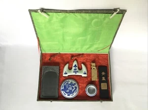 CHINE XX ème COFFRET D’ÉCRITURE Pierre à Encre, Sceau à Cacheter, Porte-plume… - Imagen 1 de 19