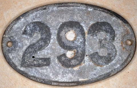 Old English cast metal oval house number 293 door gate plate fence plaque sign Cover