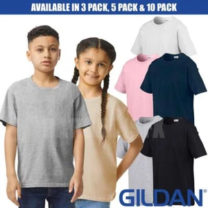 Kids Plain T Shirt Light Cotton Boys Girls Short Sleeve School PE Tee Top Lot - Picture 1 of 23
