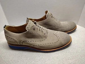 Cole Haan Men's Size 10.5 Wing Oxford Nubuck Shoes Taupe Beige Blue Soles C31464 - Picture 1 of 13