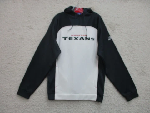 Reebok Houston Texans Sweater Medium Adult White Blue Pullover Hoodie NFL Mens M Cover