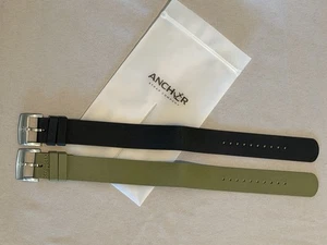 Anker Single-Pass FKM Kautschuk Uhrenarmbänder - 21 mm - Schwarz & Grün - NEU - Bild 1 von 4