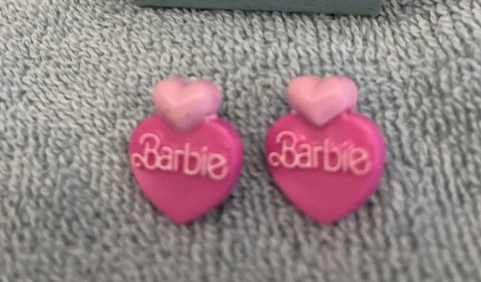 Pendientes Barbie Corazón Vintage 1989 Plástico Foto 1 de 4