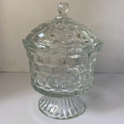 Plato de caramelo vintage con pedestal Homco con tapa de 8 pulgadas de alto Foto 1 de 3