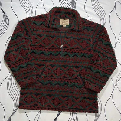VTG 90s Woolrich Aztec Navajo Fleece Jacket Mens Large Colorful Deep Pile USA - Image 1 of 4