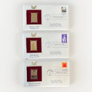 3er Set 1980 goldene Repliken von US Briefmarken Briefmarkensammlung 22kt Gold Briefmarken - Bild 1 von 8