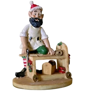 Santa’s Helpers Wood Toy Maker Limited Edition Christmas Figurine Black Beard - Picture 1 of 10