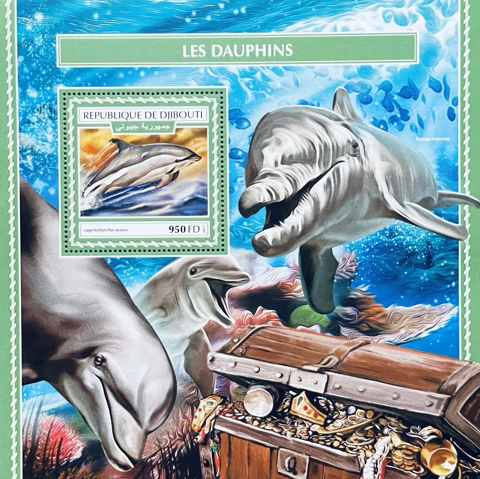 DJIBOUTI DOLPHIN STAMPS SS MNH 2017 MARINE LIFE SEA DOLPHINS OCEAN WILD ANIMALS - Image 1 of 1