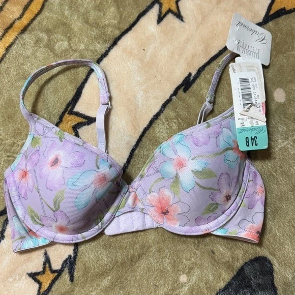 Sujetador con aros acolchado estampado floral púrpura Cabernet Intimates talla 34B nuevo con etiquetas Foto 1 de 2