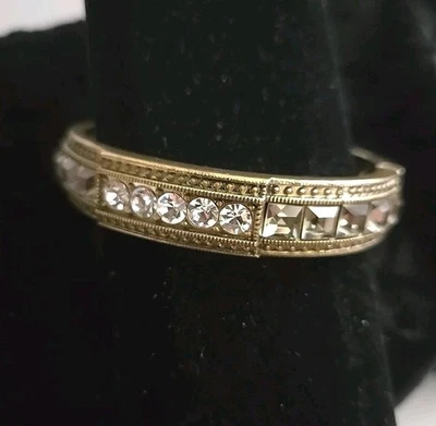 Retired Heidi Daus Bracelet White & Smoke Topaz Crystals Hinged Bangle - Image 1 of 4