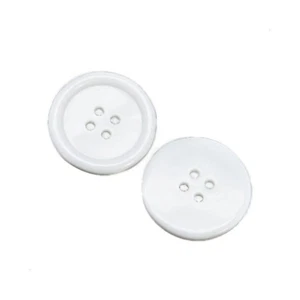 Resin Buttons White Round 30mm 4-Hole Pack Of 10 - Picture 1 of 1