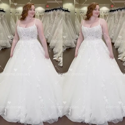 Elegantes Vestidos de Novia Sin Mangas Blanco Marfil Barrido Tren Tul Vestidos de Novia Foto 1 de 4