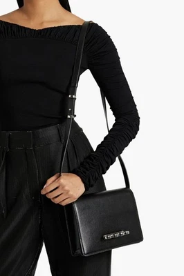 RRP€1660 ALEXANDER McQUEEN The Four Ring Leather Crossbody Bag Magnetic Flap - Image 1 of 4