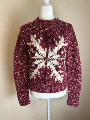 Suéter Copo de Nieve De Colección Para Mujer Talla M Rojo Ski Express Tejido a Mano Lana Alpaca Foto 1 de 4