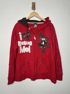 Vintage Y2K Bobby Jack Red Hooded Zip Up Jacket Size XL I Love Being Me - Bild 1 von 6