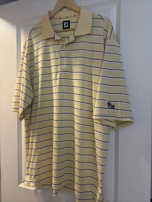 FootJoy Polo XL Para Hombres Camisa Amarilla Rayas Manga Corta Informal Golf Aire Libre FJ Foto 1 de 4