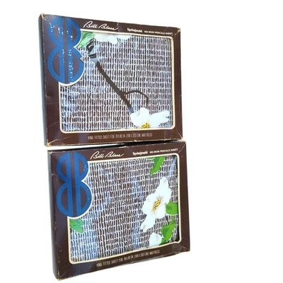 Vintage 1970s Bill Blass KING Fitted Sheet NEW IN PACKAGE Dogwood LOT 2 NOS MOD - Image 1 of 4