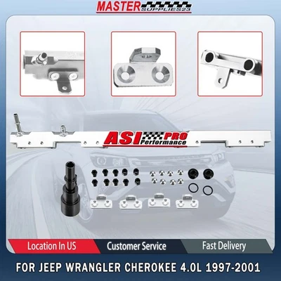 Billet Aluminum Fuel Rail For 1997-2001 Jeep Wrangler TJ Cherokee XJ 4.0L. Foto 1 de 4