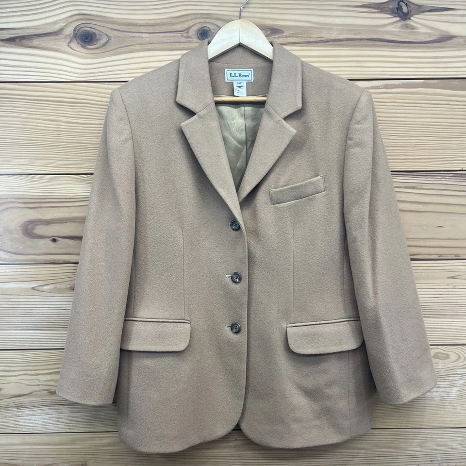 Chaqueta Blazer De Colección LL Bean Para Mujer 14P Lana Mezcla Cachemira Camel Beige Forrada B159 Foto 1 de 4