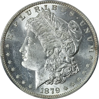 Dólar de plata Morgan 1879-O graduación profesional MS63 blanco explosivo gran atractivo visual Foto 1 de 4